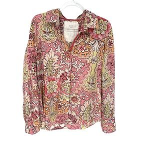 Floral Paisley Button-Down Shirt - Pink & Cream